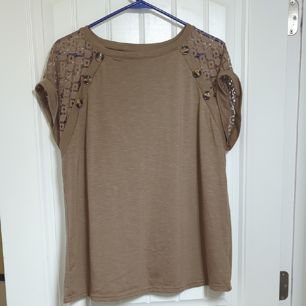 ⭐5/$25-SHEIN Brown Boxy Dolman Sleeve Blouse